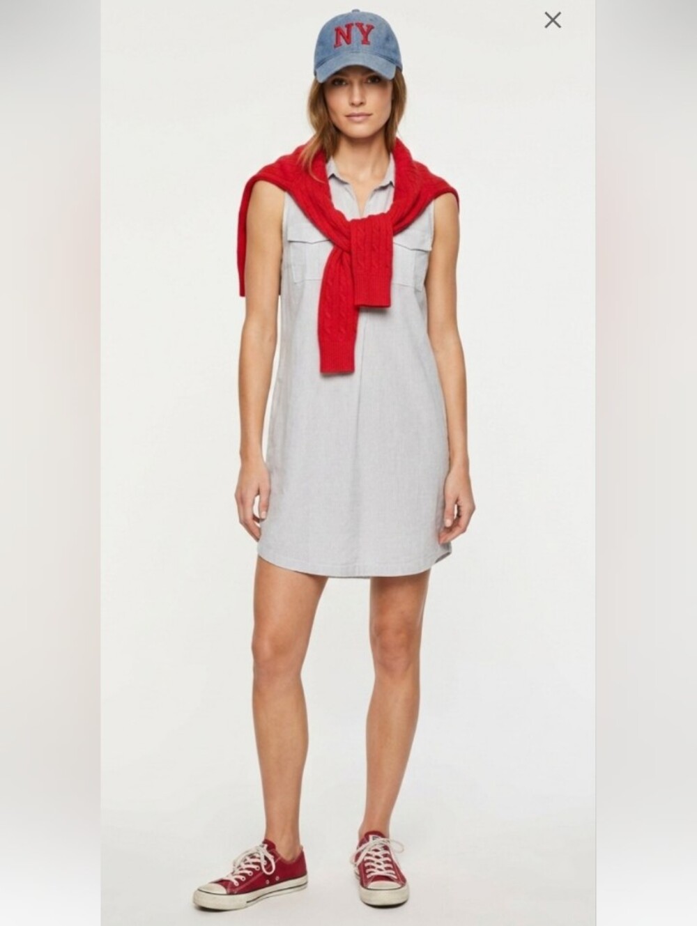BCBGeneration Striped Light Gray and White Shirt Dress (Xxs)